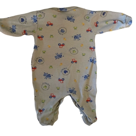 Vintage Carter’s Baby Footed Sleeper Striped Farm Theme-0-3M - Picture 2 of 4